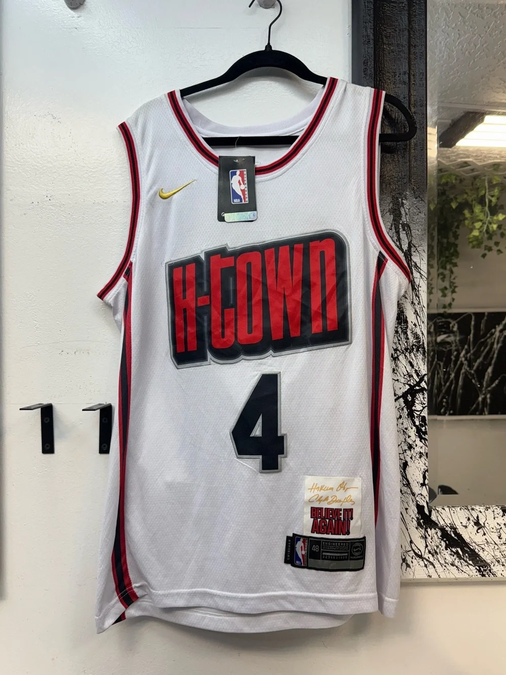 Nike Nba Jalen Green White Basketball Jersey with Red and Black H-Town Graphic - Picture 1 of 5
